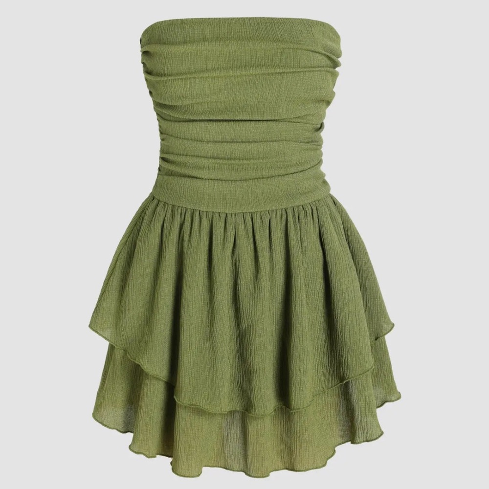 CIDER Olive Green Strapless Dress